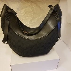 Gucci  Canvas Hobo Half Moon Black shoulder bag